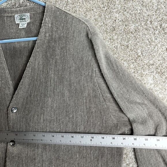 Vintage Izod Lacoste Cardigan Sweater Mens M Gray Button Grandpa Knit USA Made - Picture 5 of 6